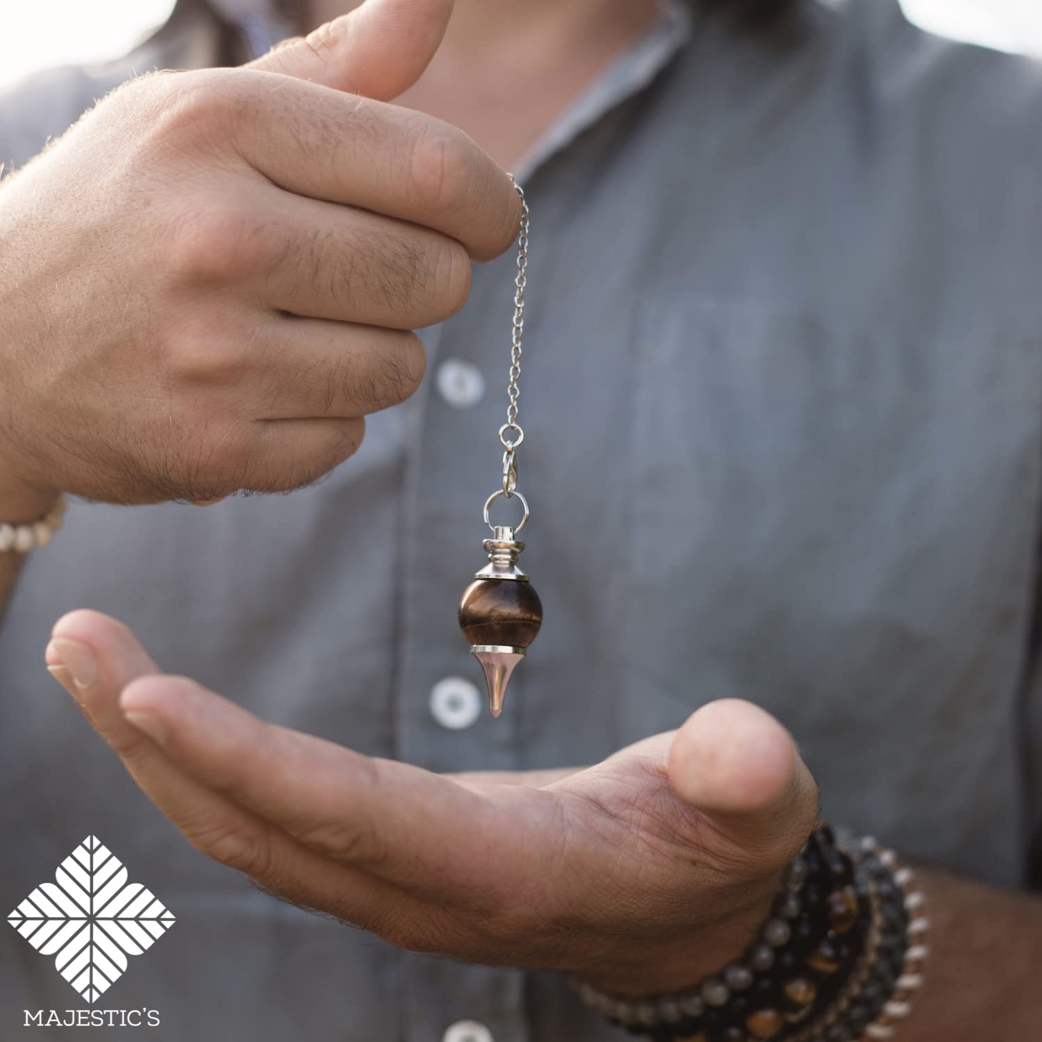 Pendule divinatoire de Radiesthésie en Améthyste, Cristal de Roche et Œil de Tigre – Pendules Sephoroton en Pierre Naturelle – 14 GR [𝐆𝐀𝐑𝐀𝐍𝐓𝐈𝐄 𝐀 𝐕𝐈𝐄]