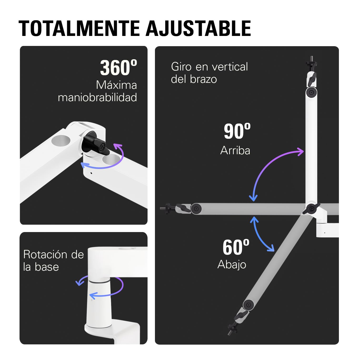 Elgato Wave Mic Arm LP White - brazo articulado prémium de perfil bajo con ranuras, abrazadera de mesa, montura versátil y totalmente ajustable, ideal para podcasts, streaming, juegos, oficina