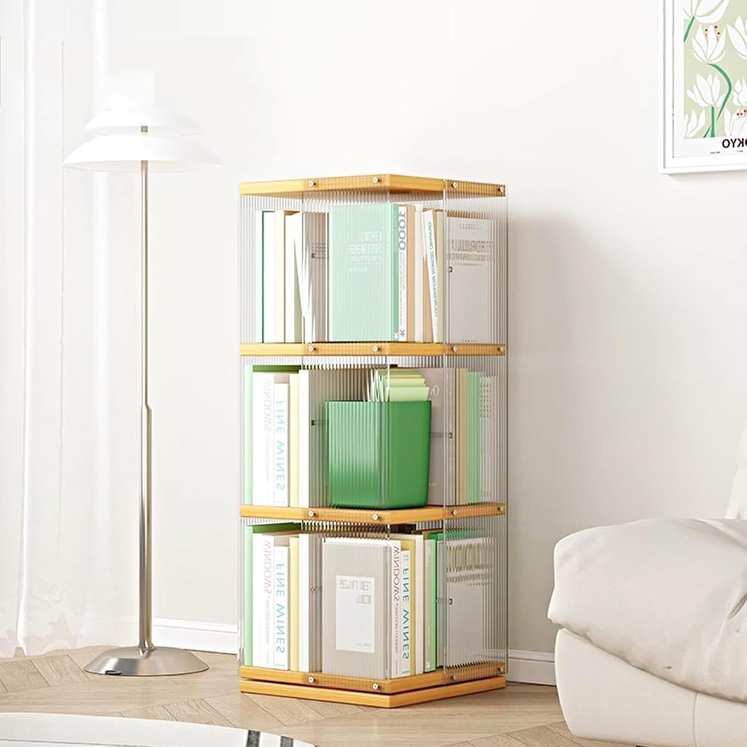 Amazon.com: Acrylic Transparent Rotating Bookshelf - Multi-layer Floor ...