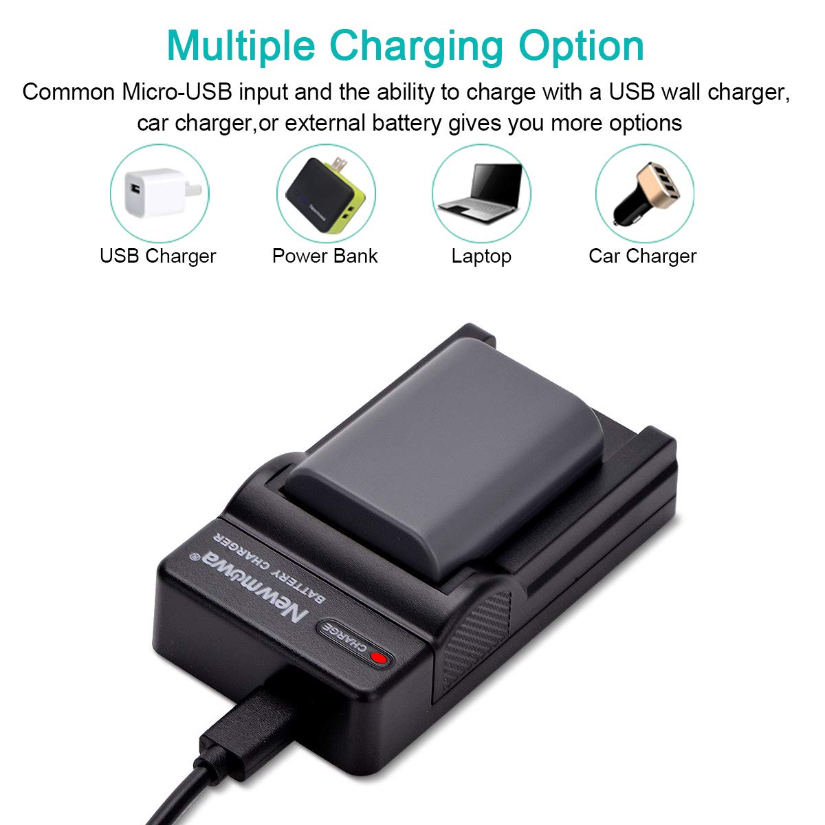 Newmowa NB-2L Bateria zamienna (2-pak) i przenośna ładowarka USB do Canon NB-2L NB-2LH BP-2L5 BP-2LH i Canon DC301 DC310 DC320 DC330 DC410 DC420 Elura 40 50 60 65 70 80 85 90 EOS 3500 D