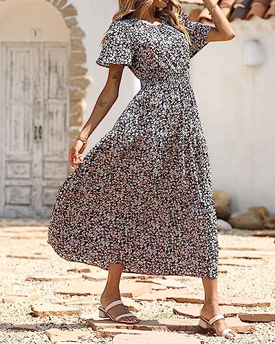 Image of PRETTYGARDEN Women's Casual Smocked Boho Floral A-Line Maxi Dress 2026