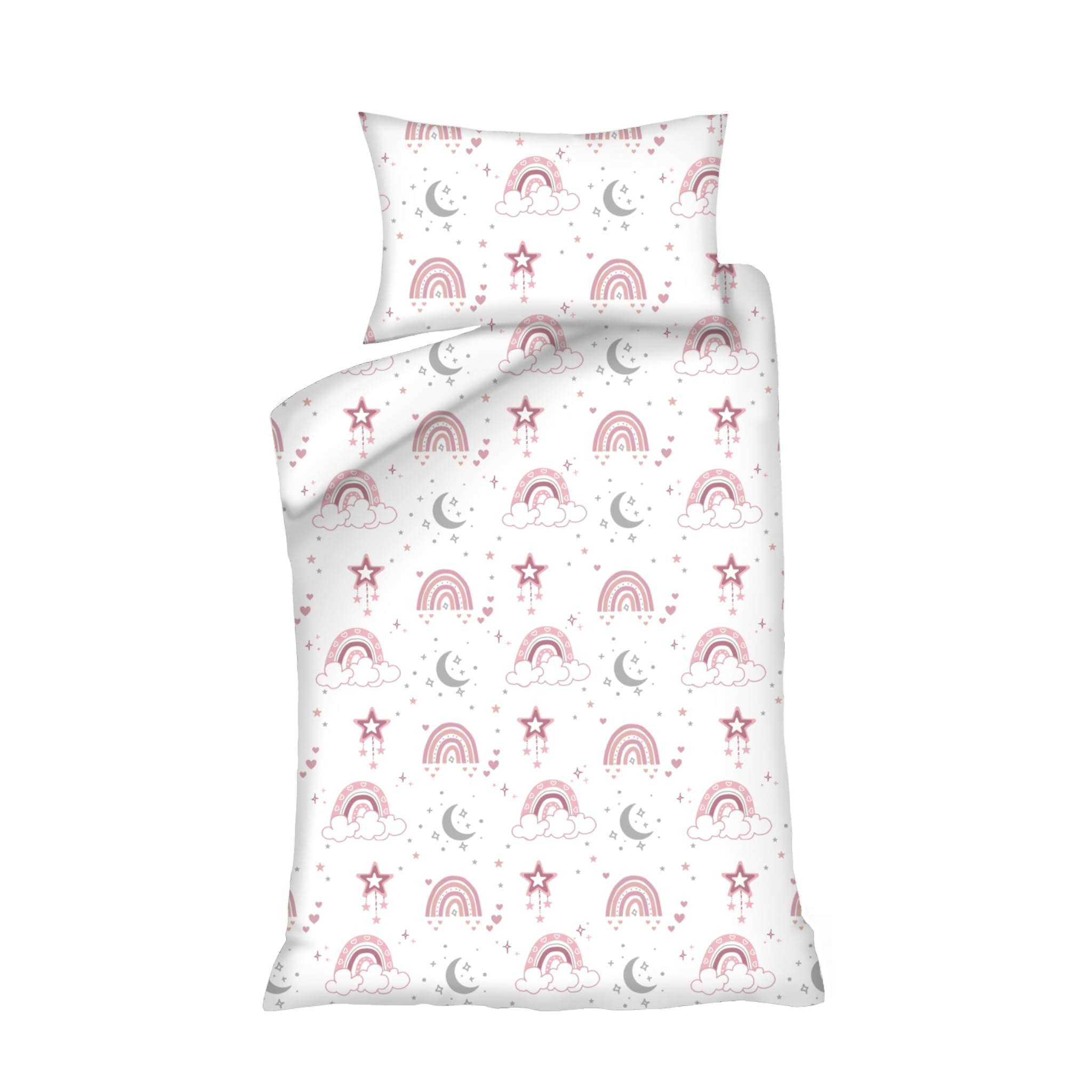 Hajran Linen 2 Pcs Baby Cot Duvet/Quilt Cover Set 100% Pure Cotton | 1 Duvet/Quilt Cover (120 x 90 cm) & 1 Pillowcase (40 x 60 cm) | Breathable, Soft, Comfy Duvet Cover (Rainbow,120 x 90 cm)