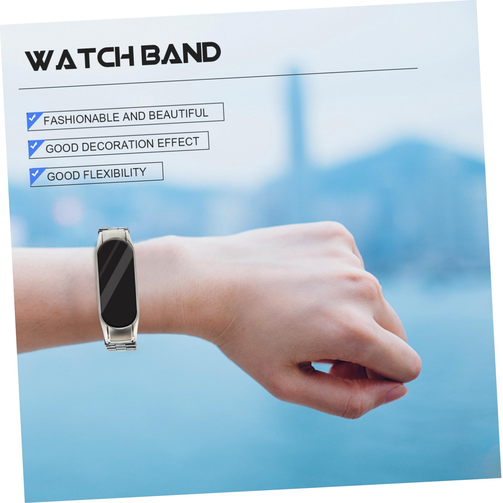 UPKOCH 2 Pièces Mi 5 6 Bracelet Bracelet En Métal Montre Bracelet Pour Femmes Bracelets De Montre Bande De Remplacement Montre Bracelet En Acier Inoxydable Intelligent