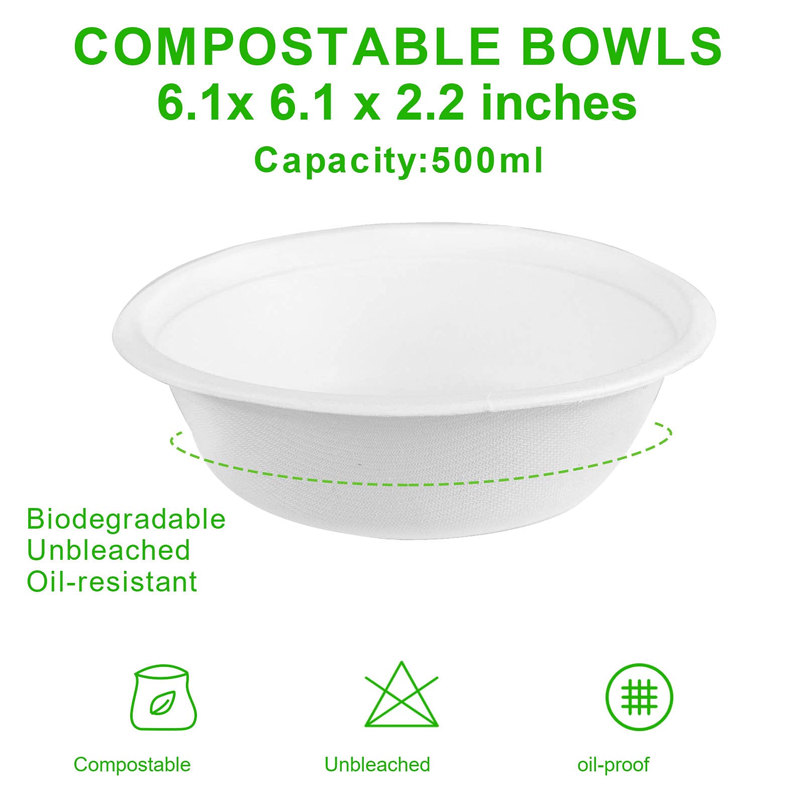 Greenkaufen Lot De 50 Bols à Bagasse De 700 Ml Avec | WhichOne