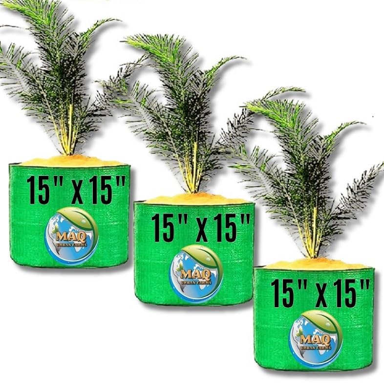 Image of MASHKI HDPE Grow Bags for Home, Terrace & Balcony Gardening - Big Size Vegetable Plant Grow Bags (15x15, 18 inchx18 inch & 24 inchx24 inch - Heavy Duty, UV Stabilized) (3, 15x15 Inches /)