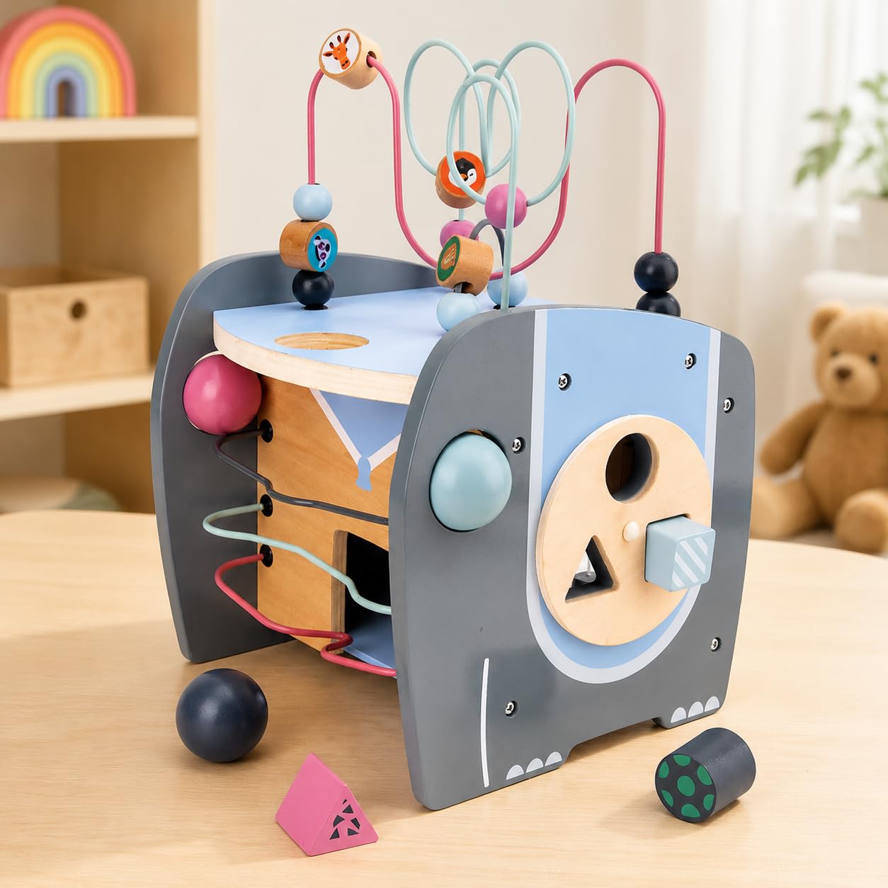 Regalo bebé 1 año Cubo de Actividad, jugue de Madera 26cm, sensorial y Educativo para niños 1-3 años, motricidad Fina