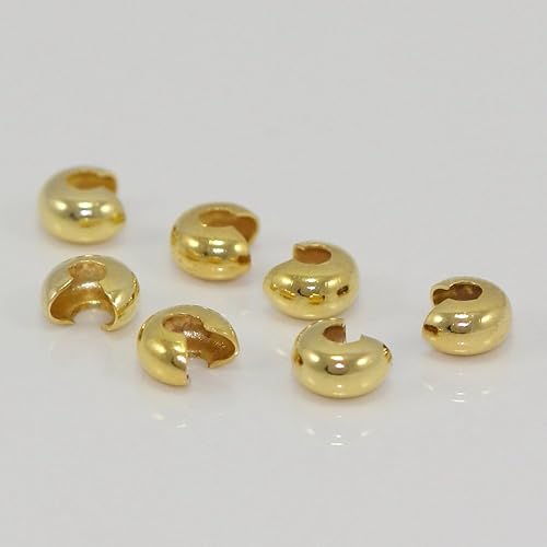 Miniatura 2 de Adabele SS246-3 - 100 piezas de plata esterlina chapada en oro auténtico de 0.118 in (0.12 pulgadas) Pequeña cubierta de nudo de cuentas sueltas