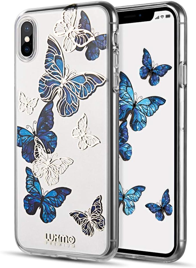 Case Compatible with iPhone Xs Max, Crystal Clear TPU Fashion Slim Fit Protective Bumper Case Cover for iPhone Xs Max 6.5 Inch (2018 Released)-Blue Butterfly