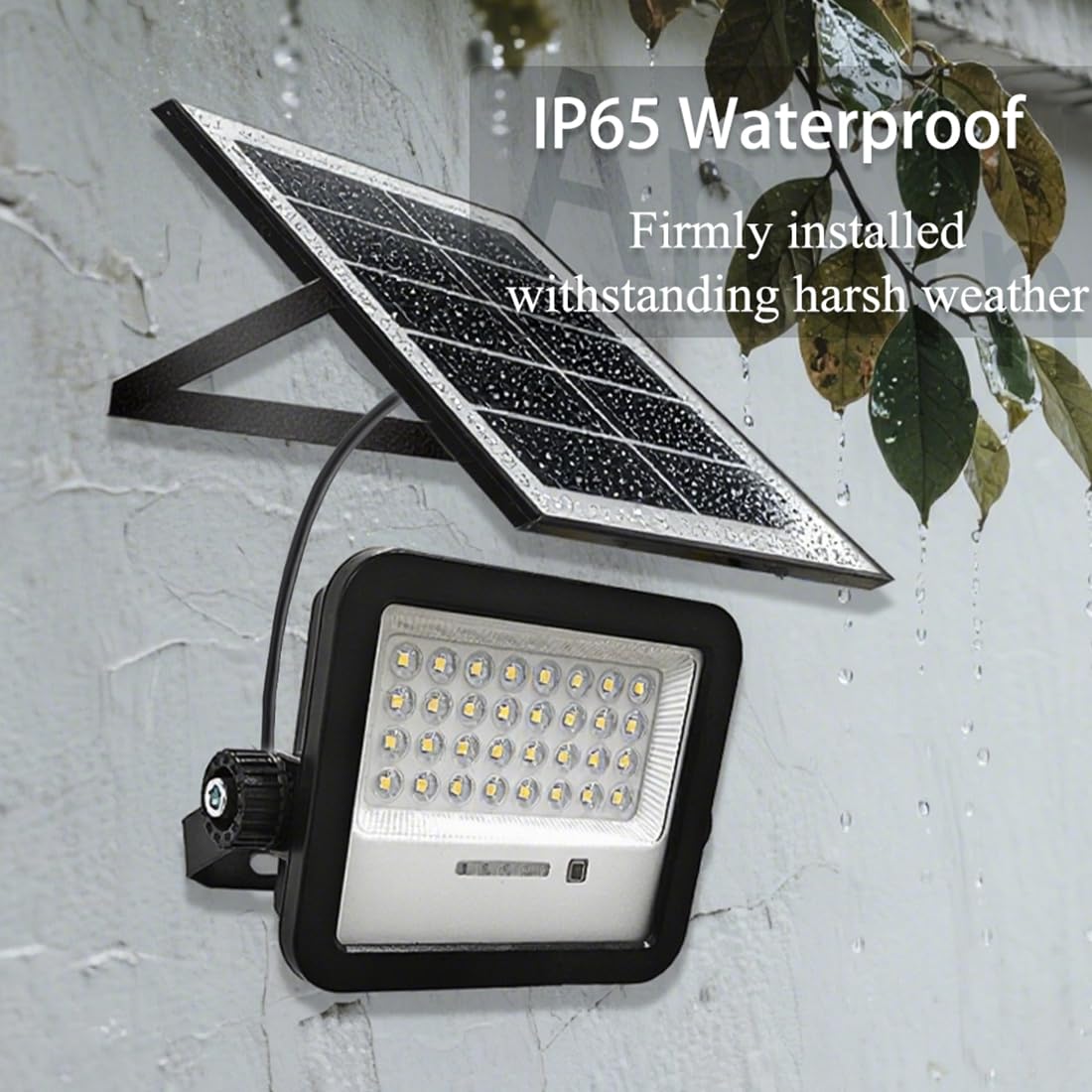 Anern 6500K 50 W Zewnętrzny reflektor solarny 700 lm z pilotem zdalnego sterowania, 5000 mAh, 32 diody LED, zewnętrzna lampa solarna, IP65, wodoodporne oświetlenie słoneczne do ogrodu, garażu, zniżki