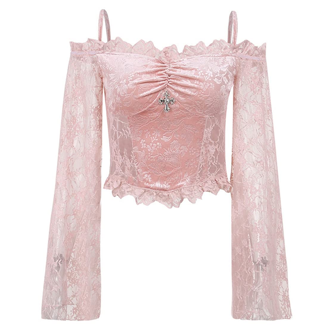 Womens Gothic Crop Top Goth Grunge Lace Tank Tops Punk Y2k Cami Alt Shirts Streetwear Casual Camisole