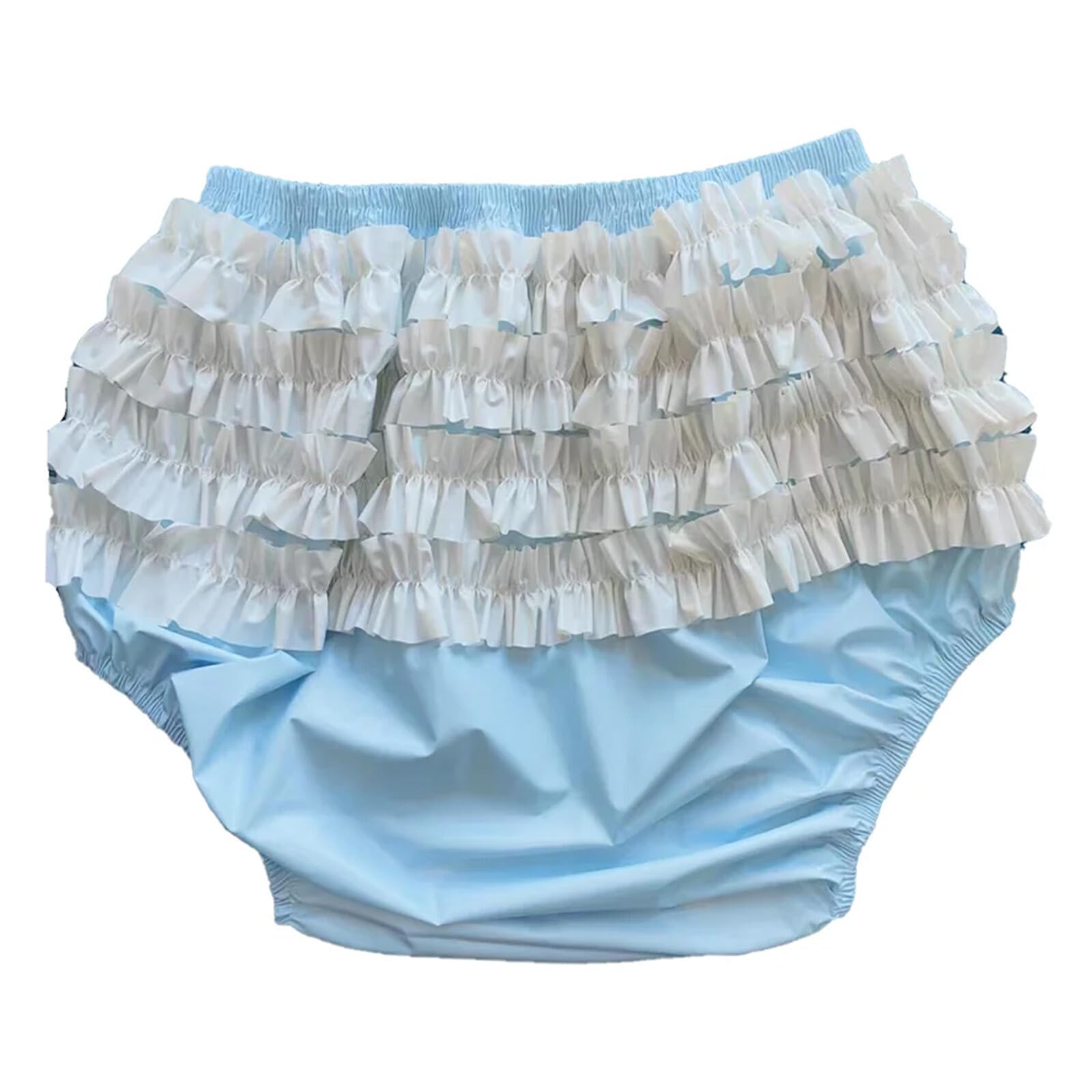 PVC Ruffle Pull-On Plastic Pants/Adult Incontinence Pull-On Plastic Pants, Vinyl Waterproof Incontinence Pants/Wide Stretch Waterproof Diapers/Reusable Waterproof Pants (XXL)