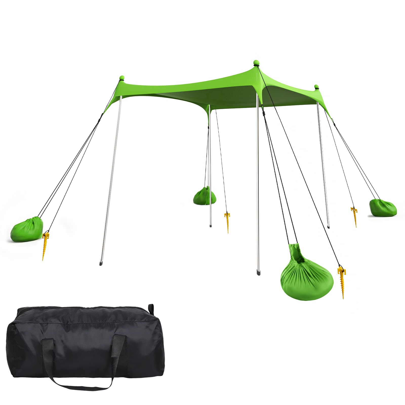 Tente de plage - 2 x 2,1 m - Protection UV UPF50+ - Design octogonal avec 8 piquets et 4 barres renforcées - Tente de plage compacte pour 2 à 3 personnes - Résistante au vent - Pour camping