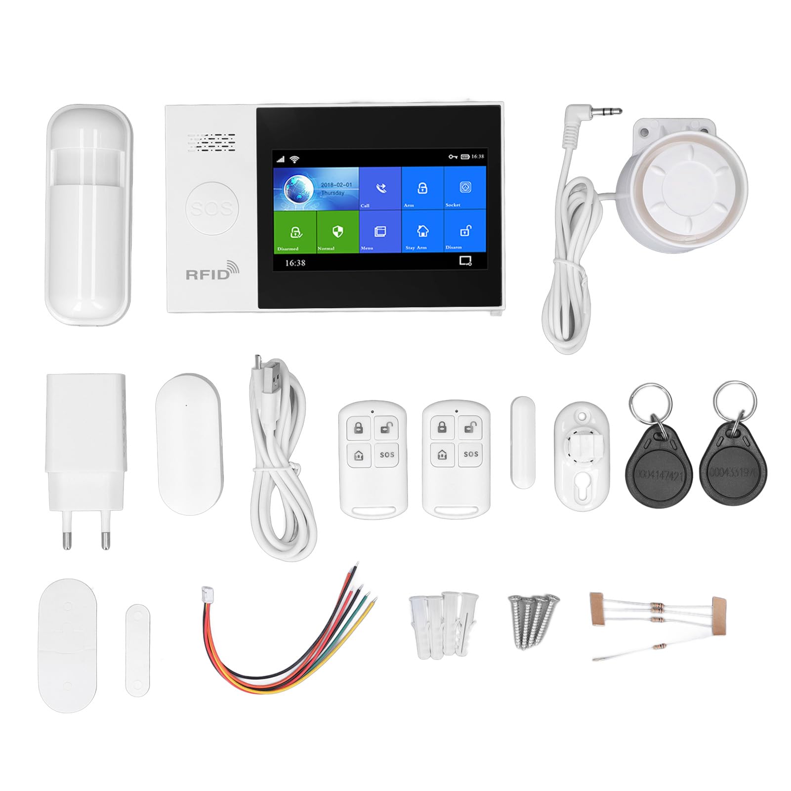 avec interphone 2 Voies et sirène 115 DB – Système d'alarme Domestique WiFi GSM – Kit d'alarme antivol Compatible avec Le matériel Tuya – Prend en Charge 99 Zones de défense et