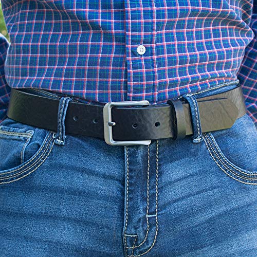 New River Black Belt - Rippled Full Grain Leather Belt with Certified Nickel Free Buckle | Made in the USA3