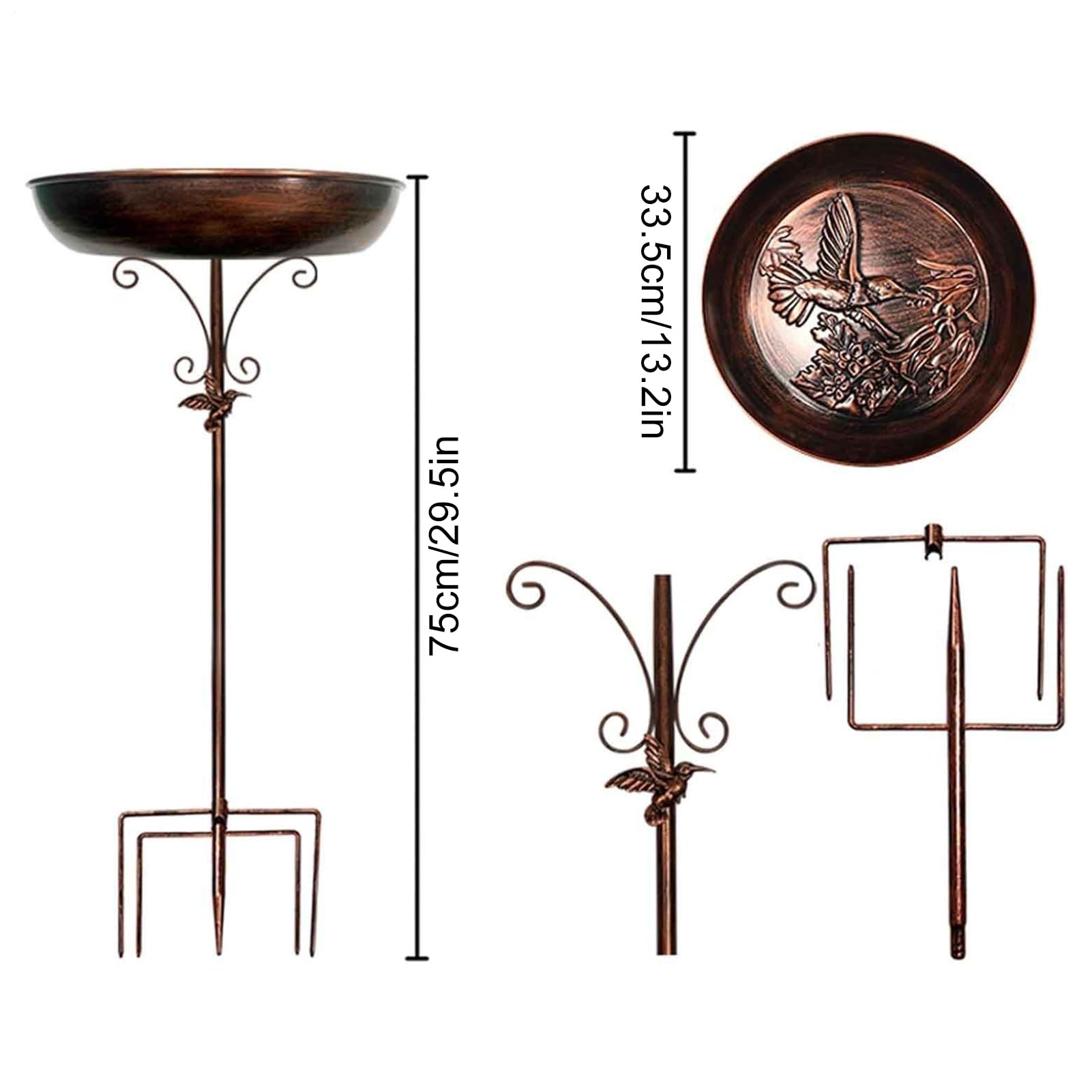 Vogeltränke für draußen – Hof-Vogelfutterspender, stehende Metall-Vogelfutterschale, Dekoration für Hof, Terrasse, Deck, Hinterhof, Balkon, Outdoor