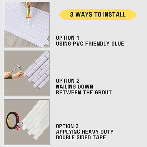 Miniatura 7 de Finecraft Decor 10 paneles de pared de PVC 3D (53 pies cuadrados) para decoración de interiores perfectos para salpicaduras de cocina, baños, salas