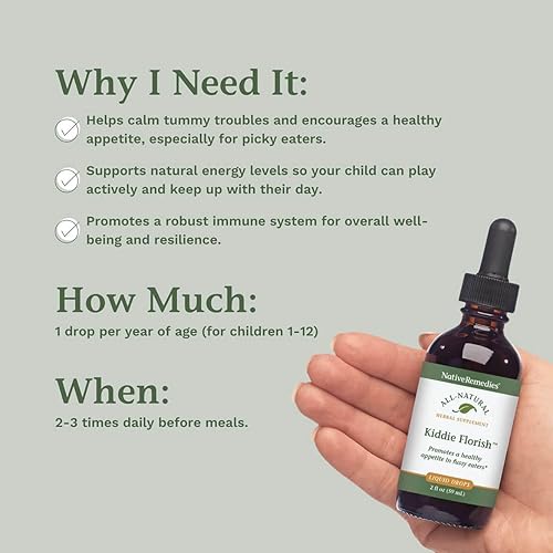 Miniatura 4 de Native Remedies Kiddie Florish - Suplemento de hierbas totalmente naturales que promueve un apetito saludable en los comedores quisquillosos - 2.0