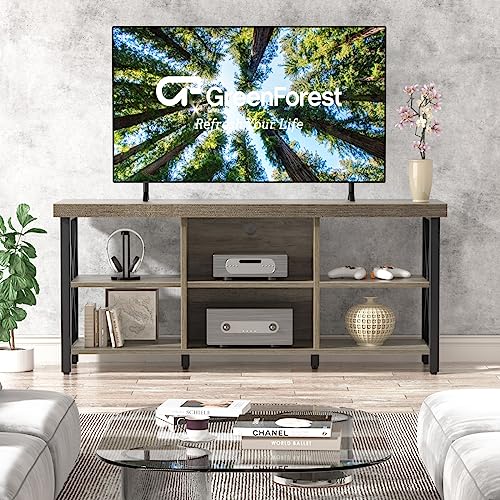 Greenforest Tv Stand For Tv Up To 65 Inches Entertainment Center With 6 Storage Cabinet For Living Room, 55 Inch Television Stands Console Table, Gray #TOP5