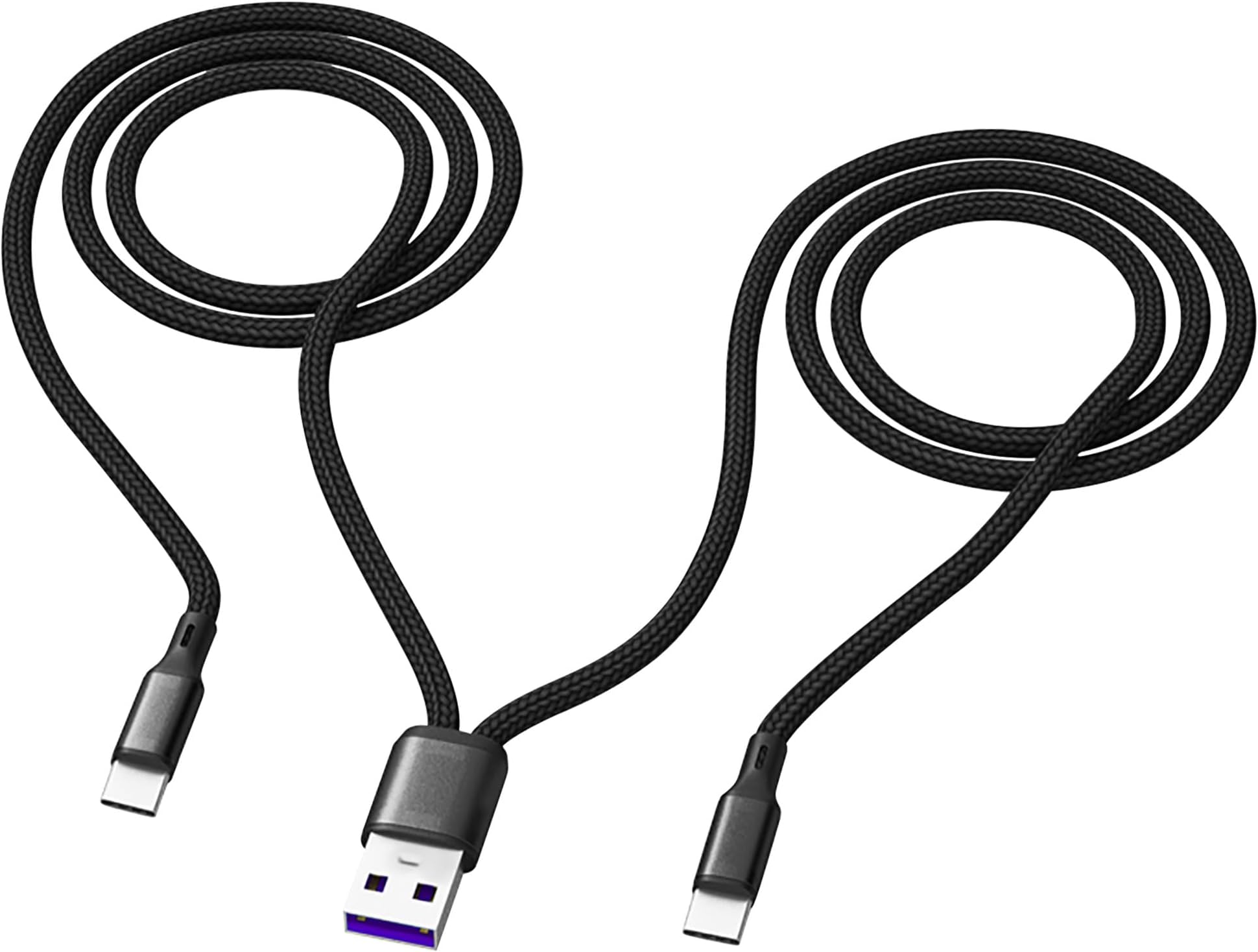 Multi USB C Cable 6.6FT,2 in 1 Multiple Type C Charging,3A Dual Splitter USB C Charge, Nylon Cord,USB A to Double USB C Port,Compatible with iPhone 15,iPad Pro/Air,Samsung S24 S23 S22,Google,Android