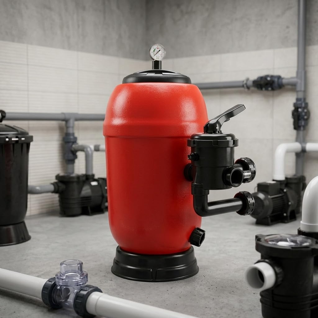 Suinga Filtro Rapidpool Piscina Lateral Ø 650 mm | Salida 1 1/2'' y Diseño Rojo Resistente | Filtracion Eficiente para Agua Limpia y Cristalina | Sistema Duradero para Depuracion de Piscinas