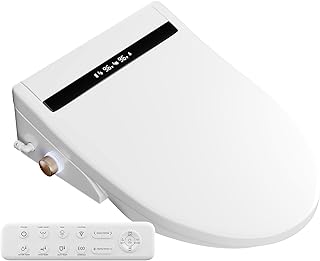 Elongated Smart Bidet Toilet Seat – Heated Seat, Ceramic Instant Water Heating, Air Dryer, Wireless Remote, Self-Cleaning Nozzle, LED Display & Night Light