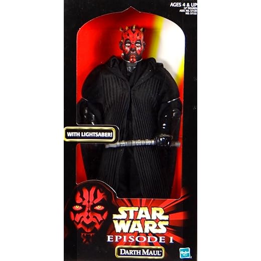 Star Wars Year 1998 Episode 1 Movie Series "The Phantom Menace" 12 Inch Tall Action Figure - DARTH MAUL with Cloak and Red Double Bladed Lightsaber by Hasbro