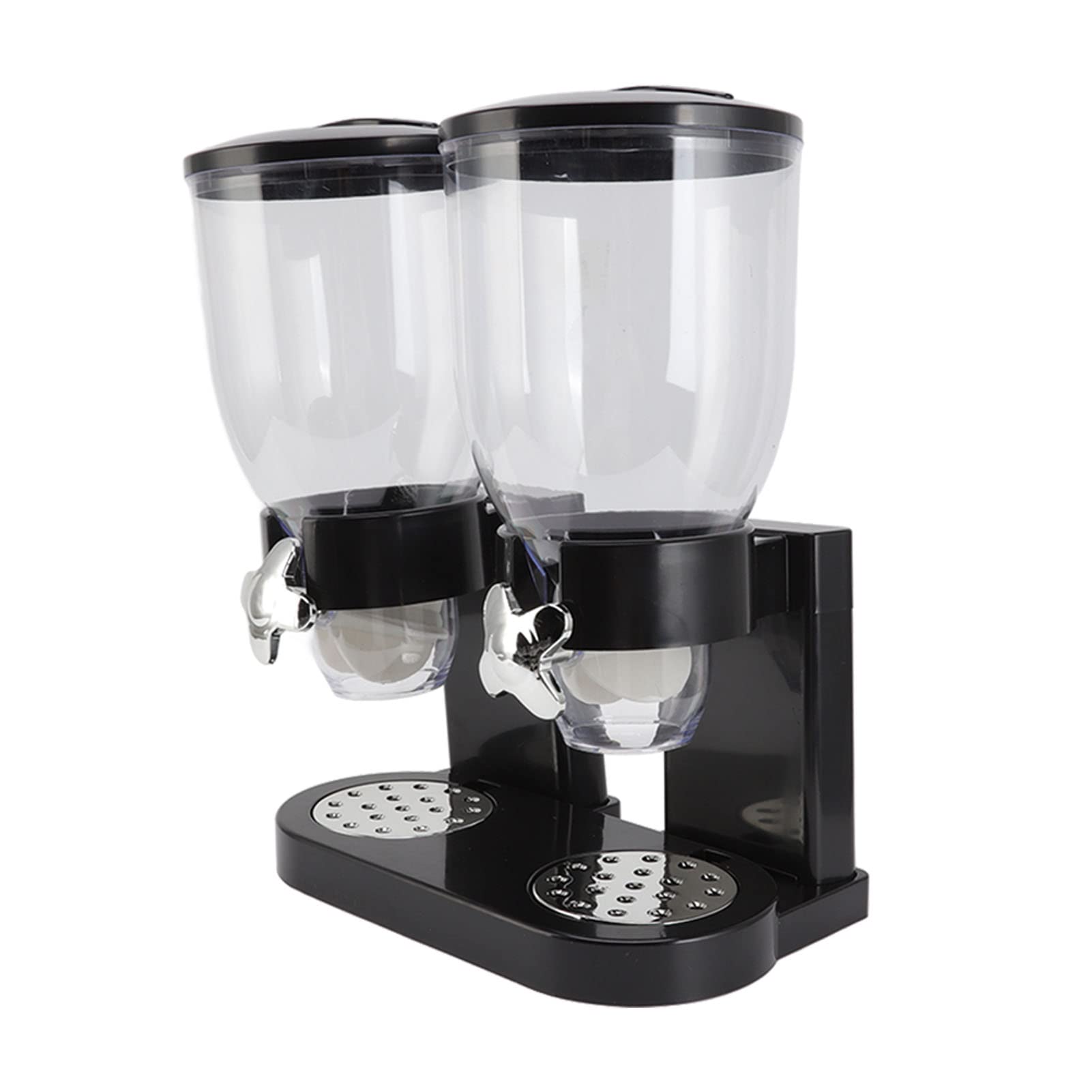 Dispensador de cereales con recipientes dobles de ABS, gran capacidad de 7 litros, funcionamiento hermético y giratorio para almacenamiento en la encimera de la cocina, (Negra)