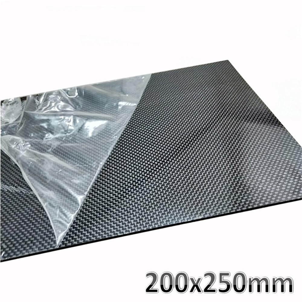 Arkusze z włókna węglowego, Arkusz z matowego włókna węglowego 3K o splocie diagonalnym 200 mm x 250 mm, czarny, grubość 0,5-5 mm(1.5mm)