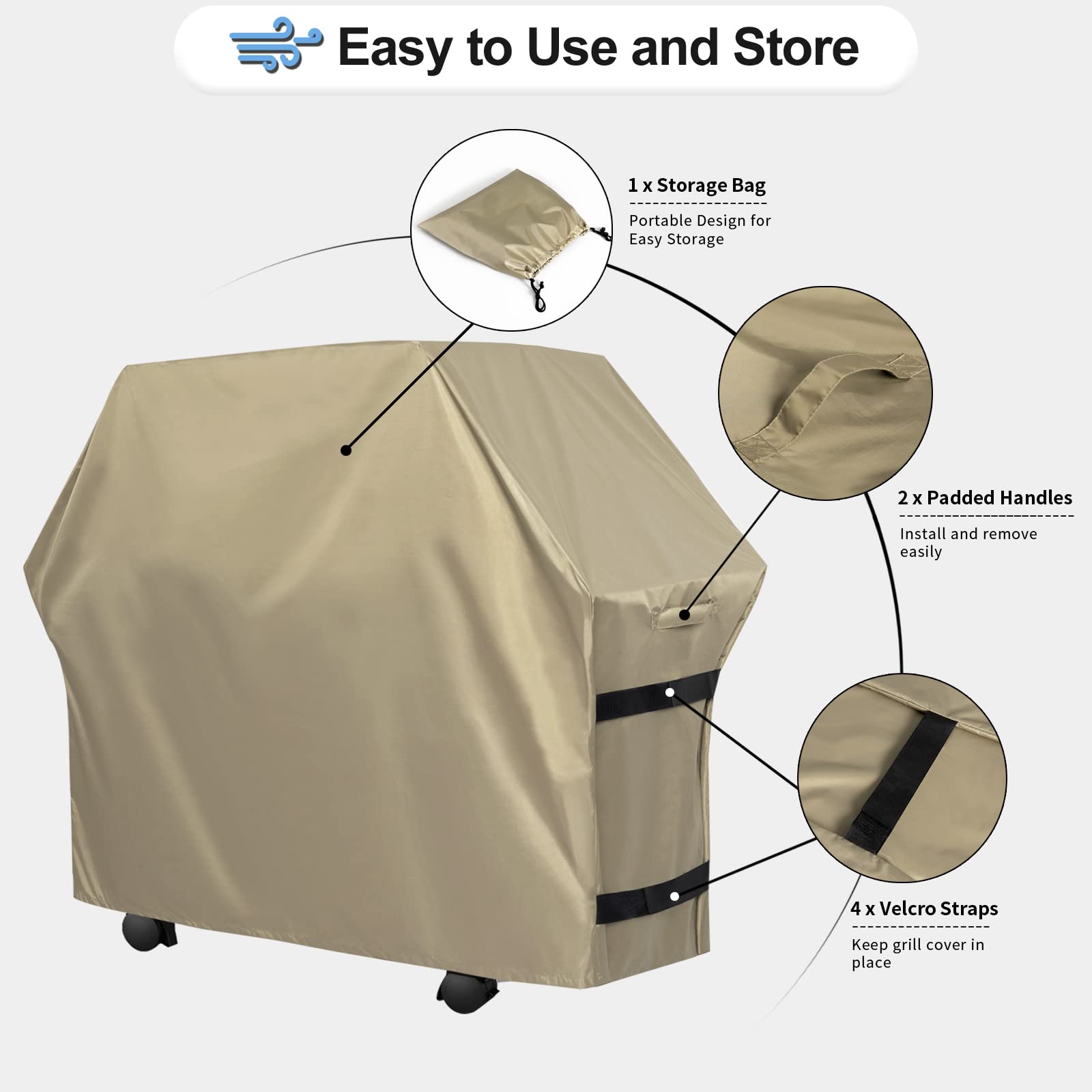 OutdoorLines Wodoodporna wytrzymała osłona do grilla – uniwersalne pokrowce na grilla odporne na promieniowanie UV osłona grilla gazowego do grilla na zewnątrz i na zewnątrz, 152 cm dł. x 61 cm szer