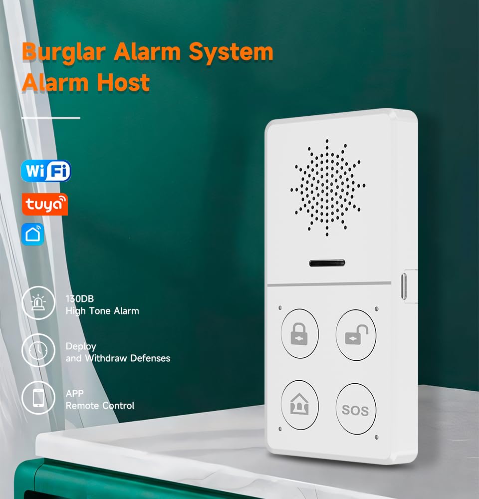 Kits de alarma antirrobo inteligente WiFi (anfitrión, sensores de puerta/movimiento, botón de emergencia SOS, timbre, control remoto), seguridad del hogar y automático, alarma antirrobo 130DB