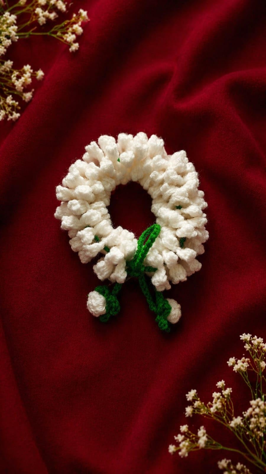 Handmade White Crochet Gajra for Girls & Womes | Woolen Juda for Wedding/Haldi/Mehendi | Indian traditional Hair Accessory For Function | Reusable & Lightweight-image-14