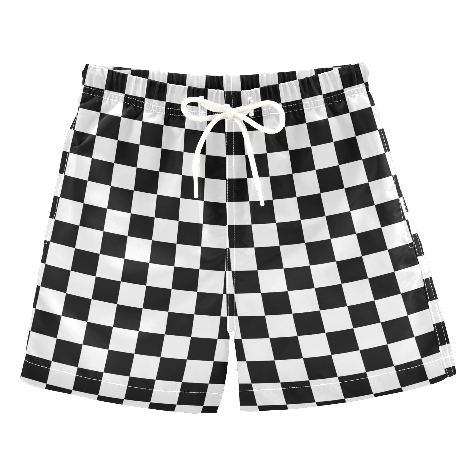 Quick Dry Beach Board Shorts Black White Buffalo Plaid Kids Swim Trunk Swimsuit Beach Shorts Swim Trunk for Boys 3T 20205720