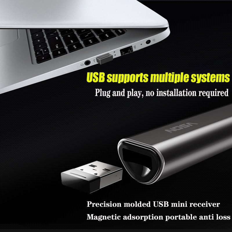 Wireless Presenter Remote with 656FT Control Range 2.4GHz USB Plug Play Presentation Clicker with Hyperlink Volume Remote Control PowerPoint Office Presentation Clicker for Keynote/PPT/Mac/PC/Laptop