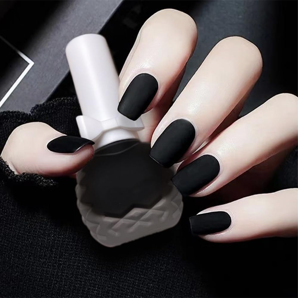 Black Matte Quick Dry Nail Polish, Velvet Mist Matte Finish, 0.34 fl oz