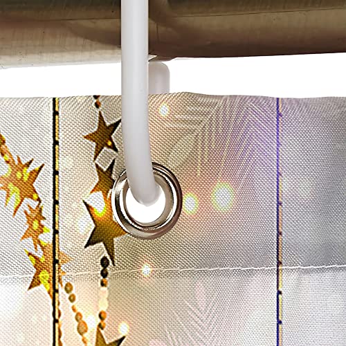 Rideau de douche polyester 165x180cm anti moisissure blanc et or avec crochet de fixation