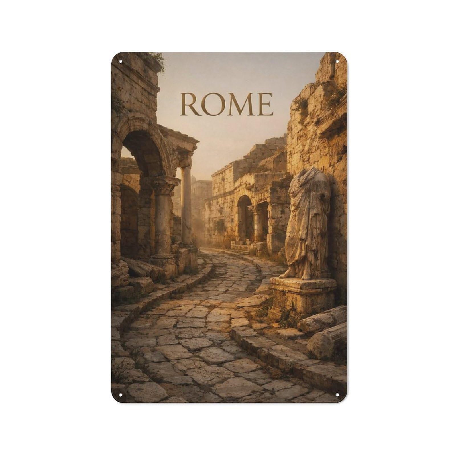 Junmoney Style-15 Rome Silent Eternity Decorative Metal Plaque 30X20cm, Shop Front Style Bistro Wall Plaque For Tea Room, Shop Wall Or Breakfast Area