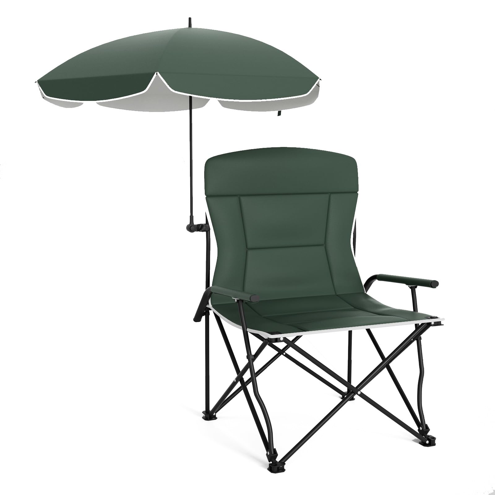 TANGZON Folding Camping Chair, Portable Picnic Chair for Adults with Adjustable Umbrella, Carry Bags, Padded Seat & Back, Outdoor Collapsible Armchair for Travel Fishing Hiking Beach Lawn (1)