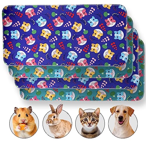 Image of Guinea Pig Cage Liner - Pack of 4 Washable Pee Pads for Dogs, Smooth Fleece Guinea Pig Bedding for Cage & Crates, Reusable & Waterproof Puppy Pee Pads - 47x24 Inches, Green Purple Piggies