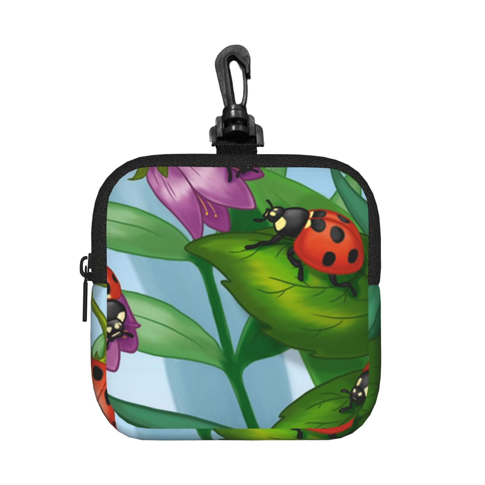 Ladybug Print Square Storage Bag Travel Toiletry Cosmetic Organizer Pouch Lightweight Reusable