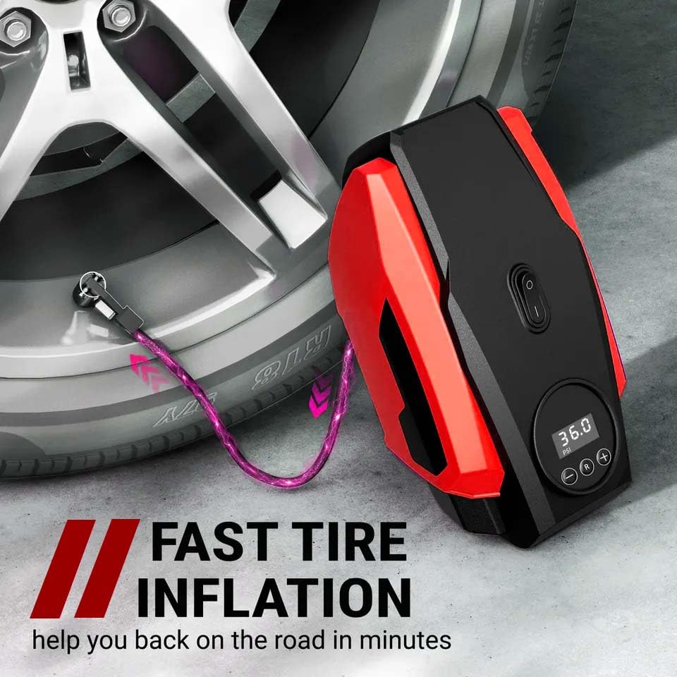 Image of Mrsdry 150psi Air Tyre Inflator for Car and Bike Pump Auto Stop (RED)