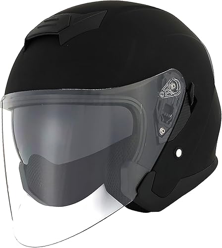 1Storm Casco de motocicleta abierto para scooter, clásico Knight Bike, lente dualvisera de sol HJK526