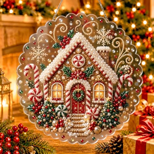 Christmas Pearl Diamond Painting Suncatcher Kit, DIY Acrylic Hanging Decor