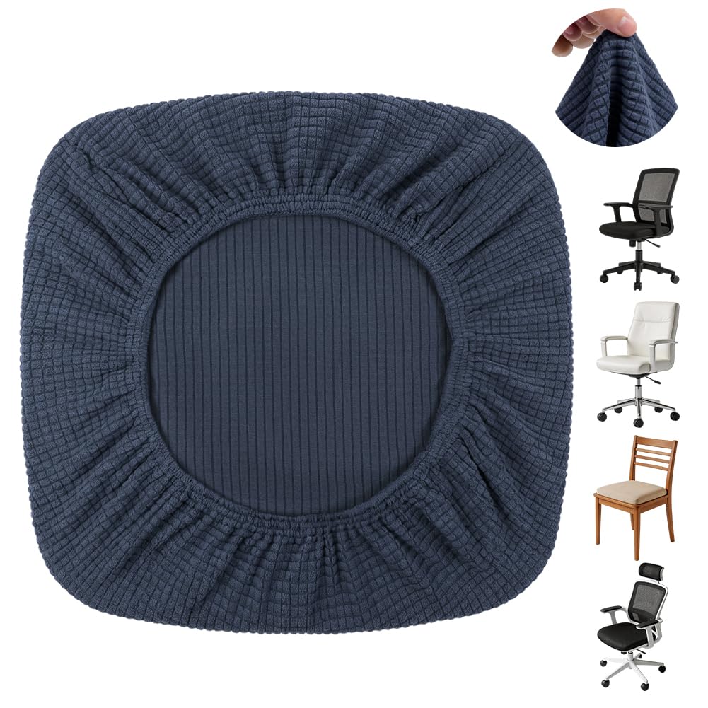 Alaoo High Stretch Dining Chair Seat Cushion, 1Pcs Office Covers Seat Cover, Stretch Seat Cover, Anti-dust Seat Protector for Dining Room, Kitchen, Deep Blue