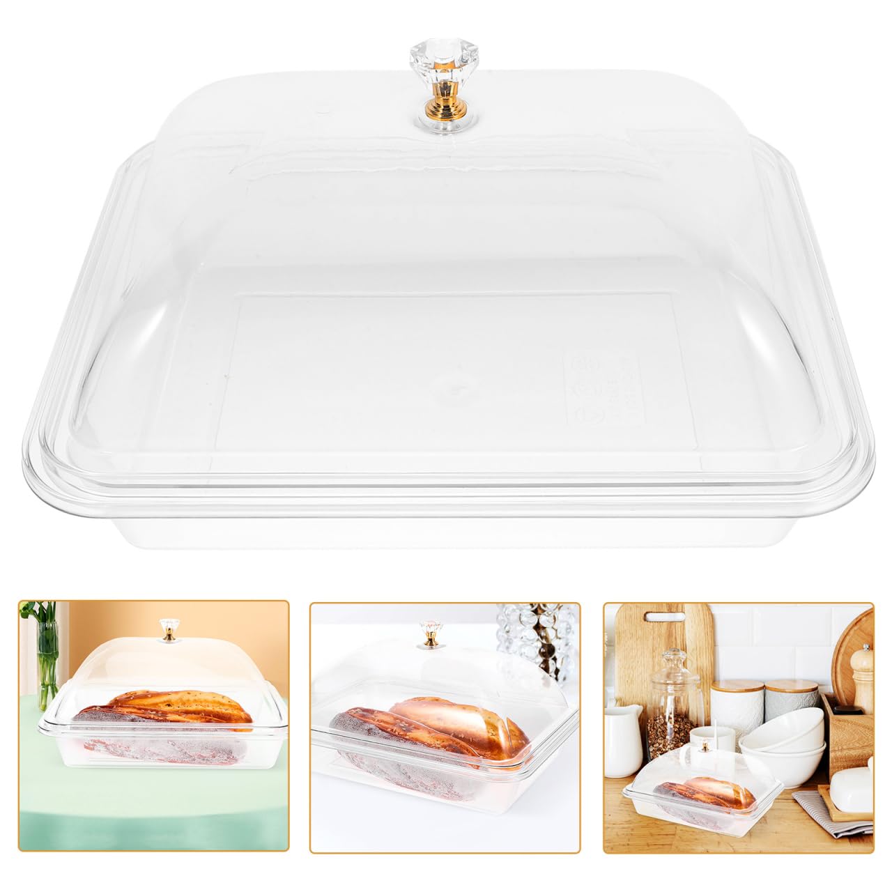 Operitacx Vassoio Da Portata Con Coperchio 10.63X8.27X4.92 Pollici Vassoio Trasparente in Acrilico Per Dessert Frutta Snack Buffet Casa E Ristorante Multifunzione