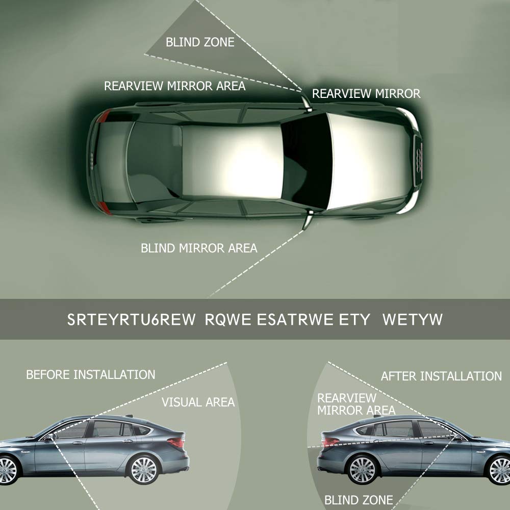 Baceyong 2x Specchietto retrovisore accompagnato, Specchietti per punto cieco, Specchietti retrovisori sostitutivi per auto universali, Specchietto panoramico grandangolare regolabile a 360°