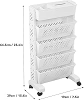 Vista 7 de Estantería móvil, estantería de almacenamiento con ruedas, capacidad multicapa, práctica estantería de organización rodante de plástico con ruedas