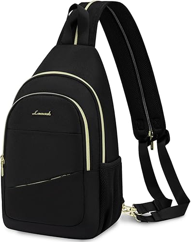 LOVEVOOK Bolso bandolera para mujer, mochila cruzada convertible, mochila de senderismo, bolsa de pañales pequeña resistente al agua, Negro -,