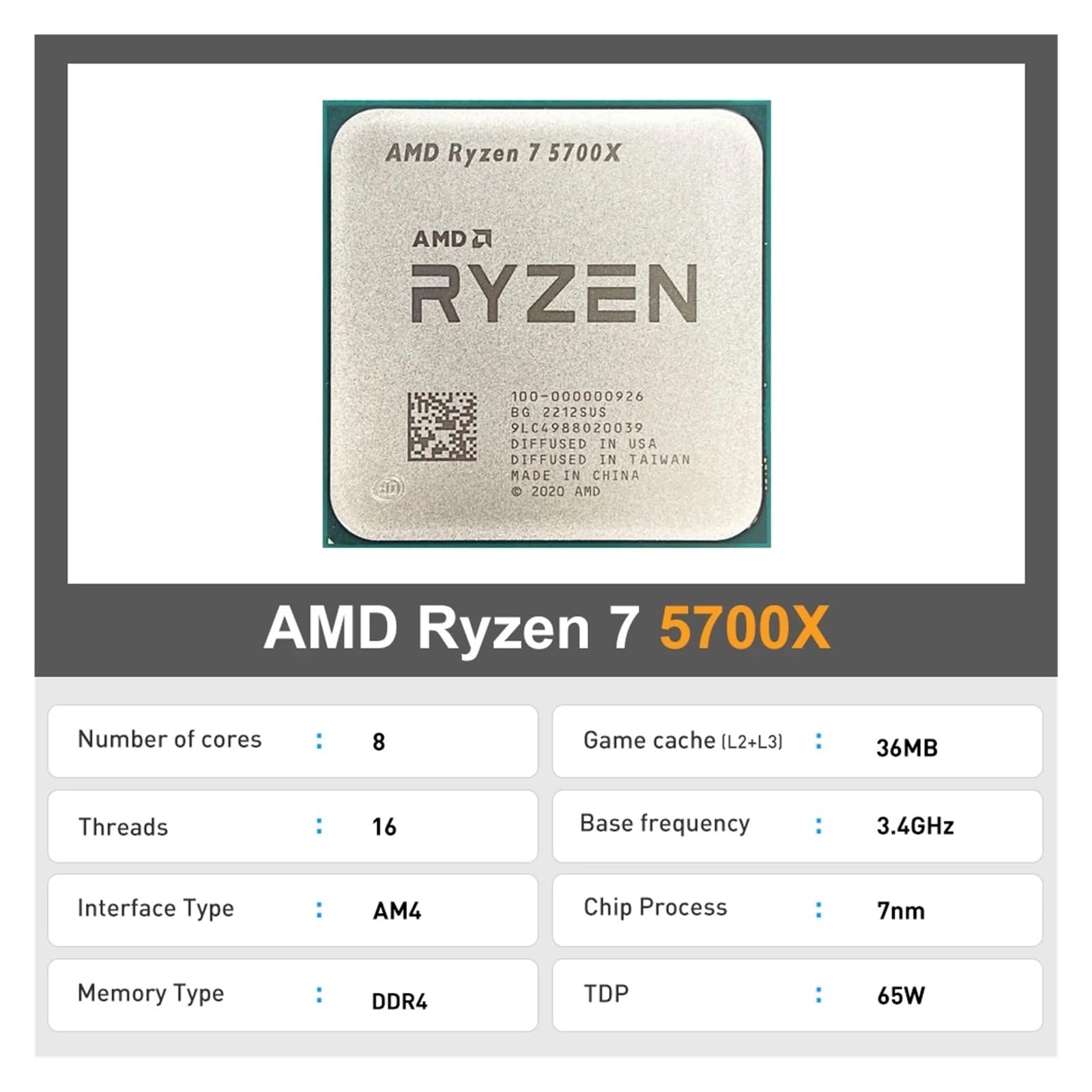Amazon.in: Buy Virivi AMD Ryzen 7 5700X R7 5700X 3.4 GHz Eight