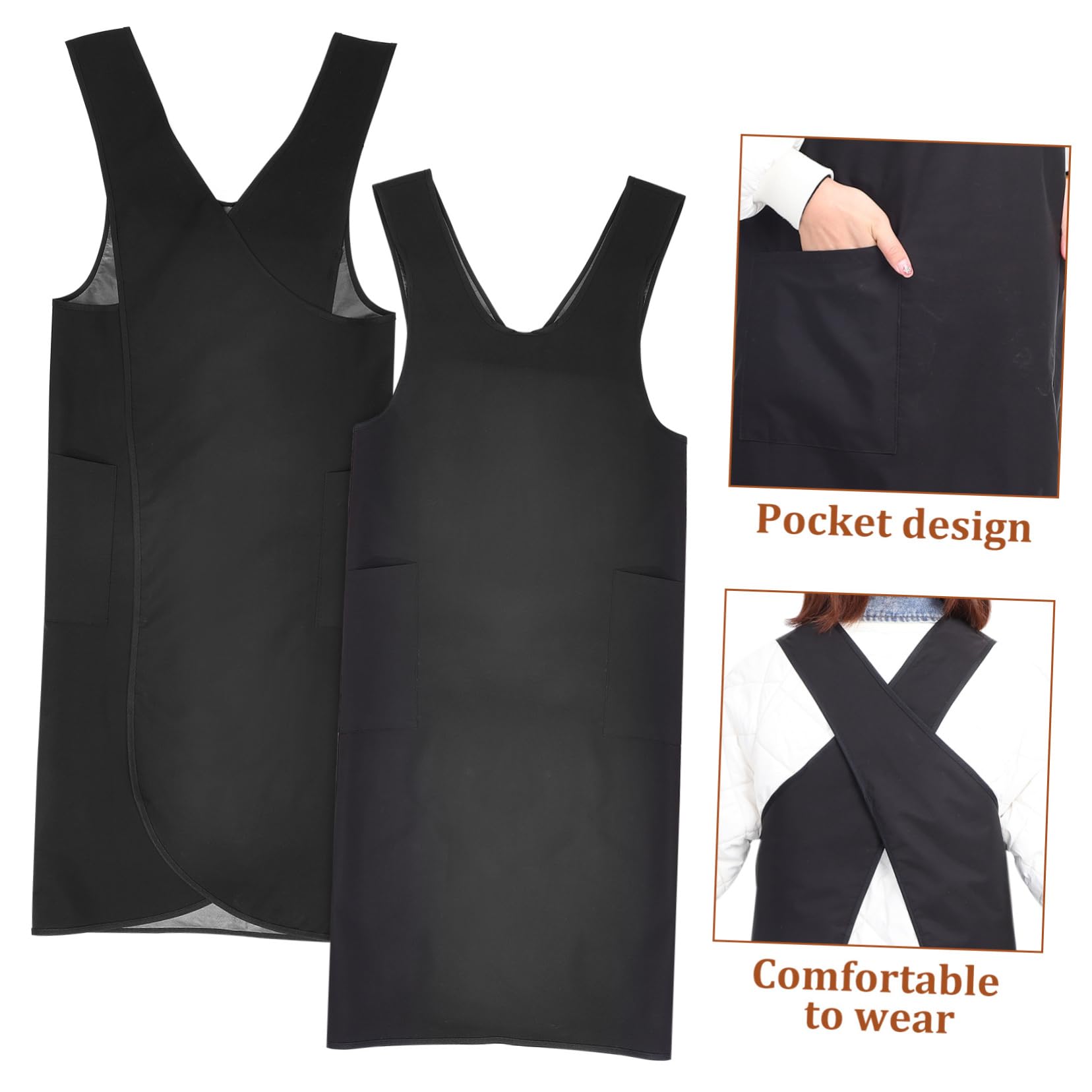 BELLIFFY 1pc Barbers Aprons Hair Apron Cleaning Apron Barber Apron Full Apron Zipper Working Apron Smock Hairstylist Aprons for Women Waterproof Hair Salon Apron Hairdresser Cape Black