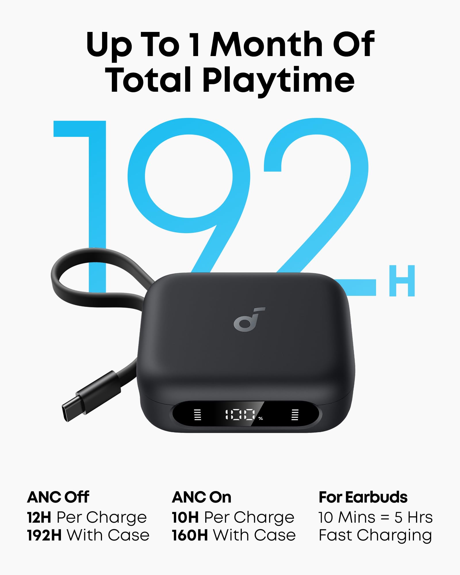 Soundcore P41i by Anker, Adaptive Noise Cancelling In-Ear Kopfhörer mit Powerbank 192h Spielzeit, Immersiver Sound, Klare KI-Anrufe mit 6 Mikros, IPX5, Bluetooth 5.3 (Generalüberholt)